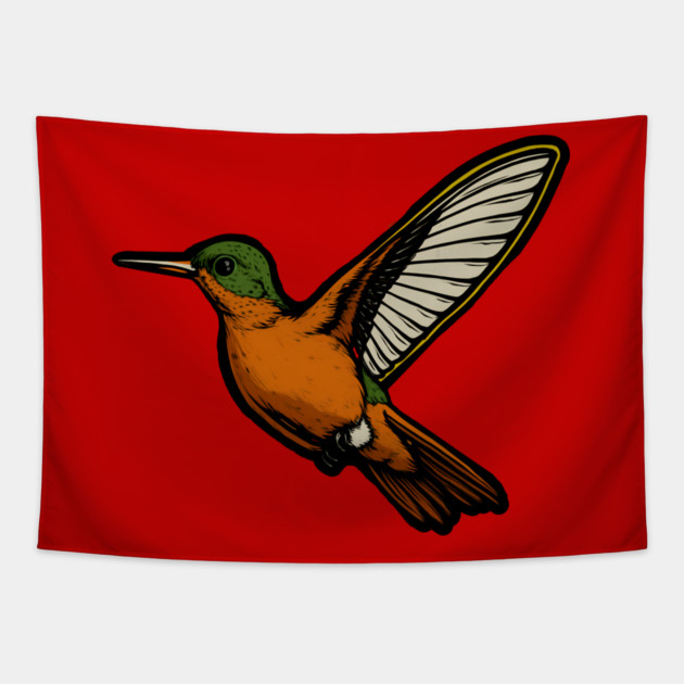 Cinnamon Hummingbird – Colorful Bird Art Tapestry by DonWillisJrArt