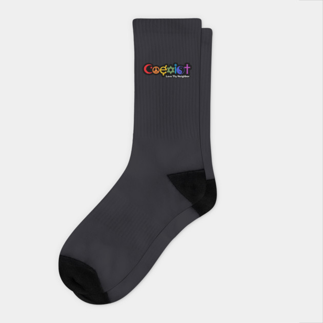Rainbow Coexist Love Thy Neighbor Socks by Charles's Store 8