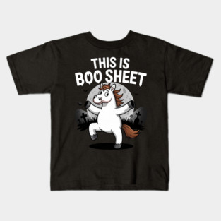 Horse Ghost This is Boo Sheet Equestrian Farmer Halloween 3 Kids T-Shirt