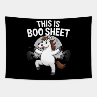 Horse Ghost This is Boo Sheet Equestrian Farmer Halloween 3 Tapestry