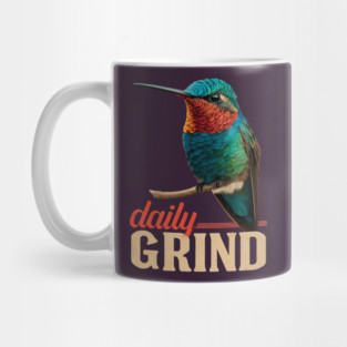 Colorful Hummingbird Daily Grind Motivational Hustle Art Mug