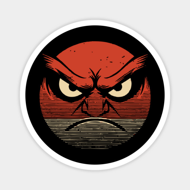 Angry Face Emoji Funny Retro Vintage Grumpy Mood Magnet by TuncGK
