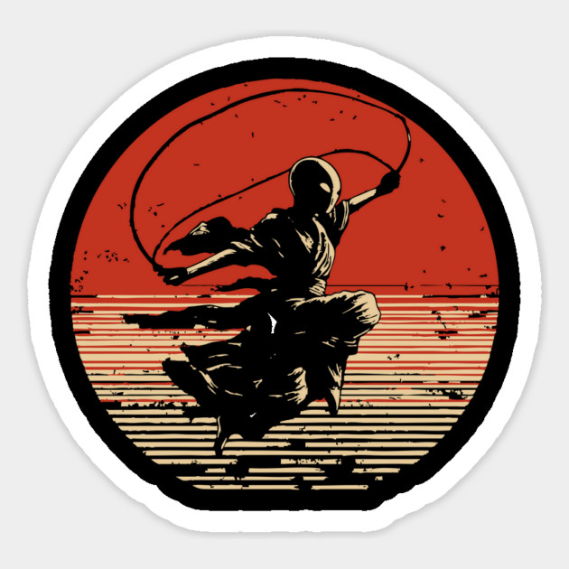 Retro Japanese Sci-Fi Alien Girl Jumping Rope Magnet by TuncGK