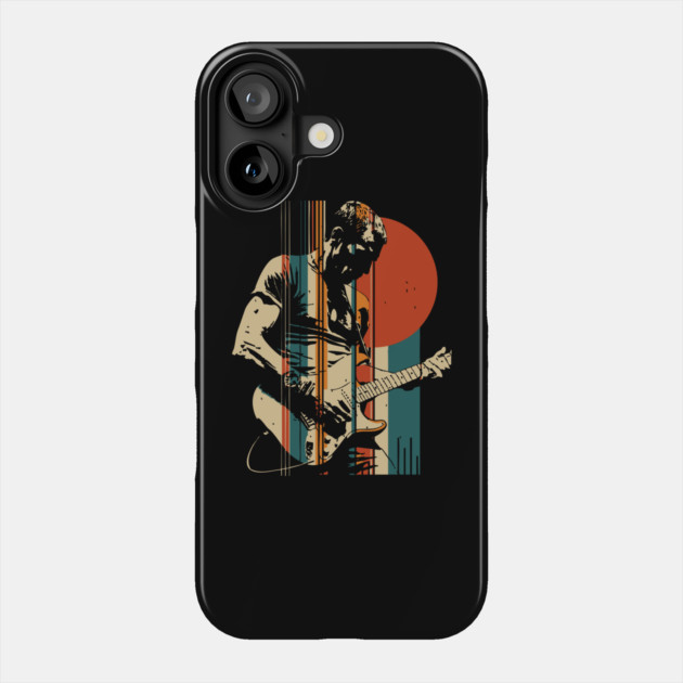 Retro Vintage Guitarist Rock and Roll Music Lover Phone Case by TuncGK