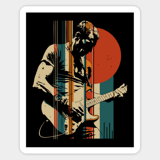 Retro Vintage Guitarist Rock and Roll Music Lover Magnet by TuncGK