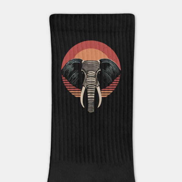 Majestic Elephant Head Retro Vintage 80s Sunset by TuncGK