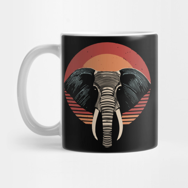 Majestic Elephant Head Retro Vintage 80s Sunset by TuncGK