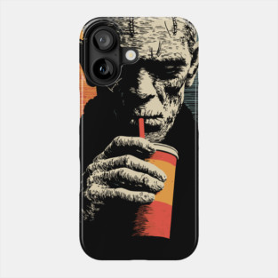 Funny Retro Zombie Drinking Soda Fast Food Horror Phone Case