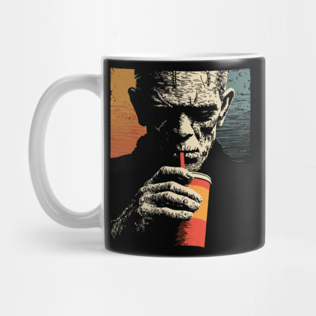 Funny Retro Zombie Drinking Soda Fast Food Horror by TuncGK