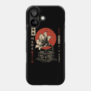 Surreal Gramophone With Lily Flower Vintage Music Art Phone Case