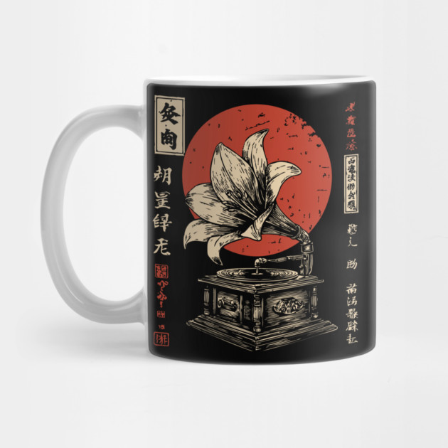 Surreal Gramophone With Lily Flower Vintage Music Art by TuncGK