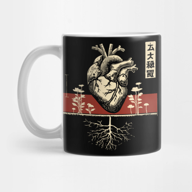 Anatomical Heart With Roots Surreal Botanical Graphic by TuncGK