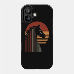 Majestic Horse Head Retro Vintage 80s Sunset Phone Case