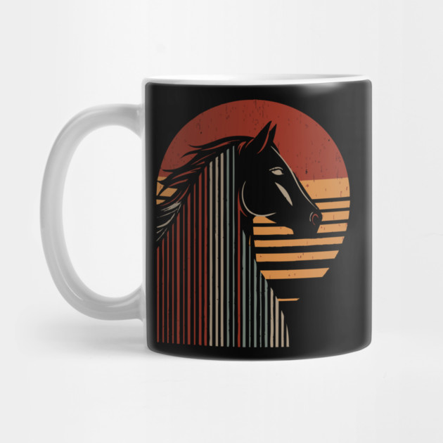 Majestic Horse Head Retro Vintage 80s Sunset by TuncGK