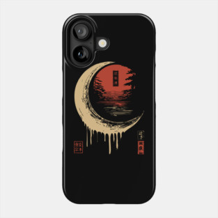 Surreal Melting Crescent Moon Japanese Psychedelic Art Phone Case