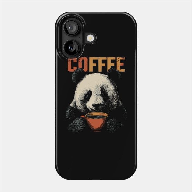 Panda Bear Drinking Coffee Calm Morning Mood Graphic Phone Case by TuncGK