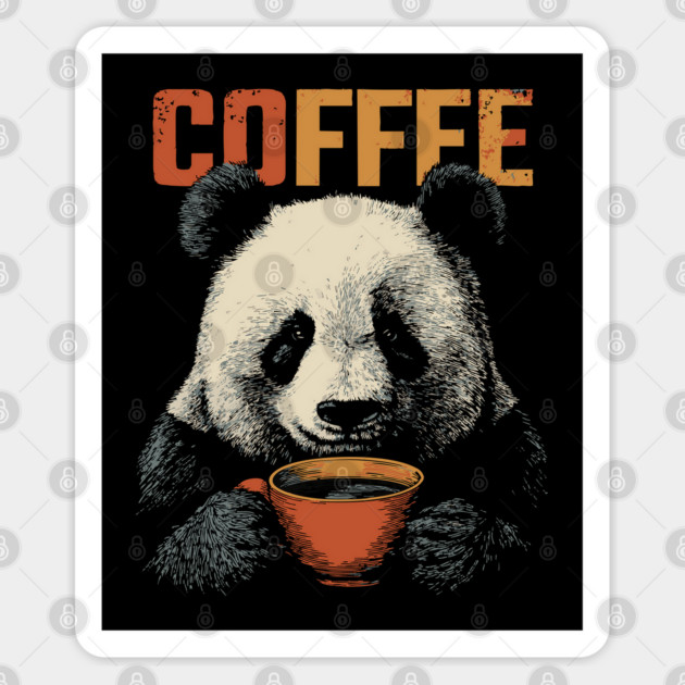 Panda Bear Drinking Coffee Calm Morning Mood Graphic Sticker by TuncGK