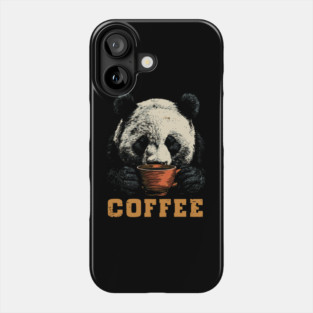 Funny Panda Bear Needs Coffee Vintage Graphic Art Phone Case