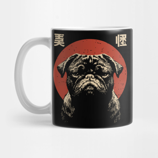 Grumpy Tired Pug Dog Funny Relatable Mood Graphic by TuncGK