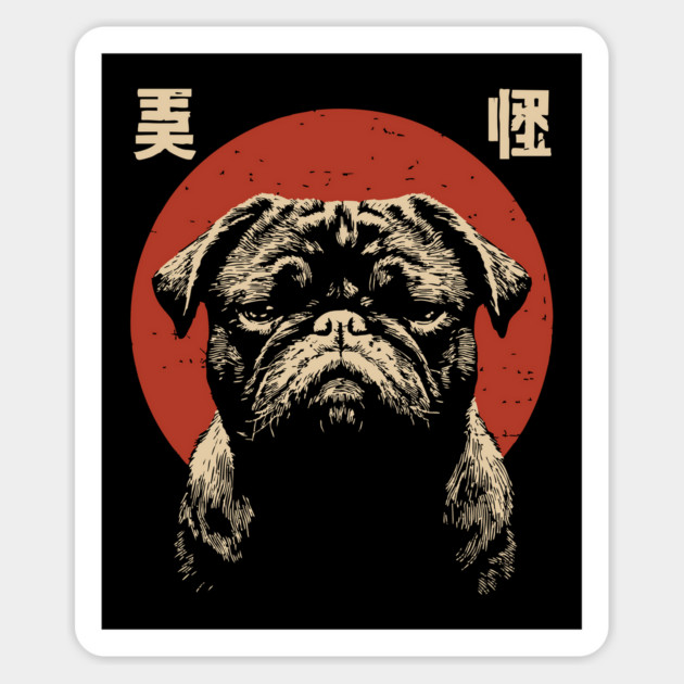 Grumpy Tired Pug Dog Funny Relatable Mood Graphic Magnet by TuncGK