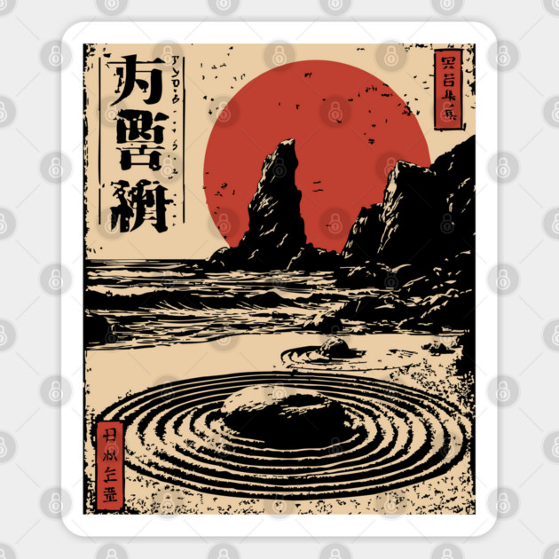 Japanese Zen Garden With Sacred Stacked Stones Art Sticker by TuncGK