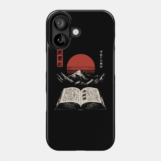 Ancient Book of Wisdom Japanese Mountain Landscape Art Phone Case by TuncGK
