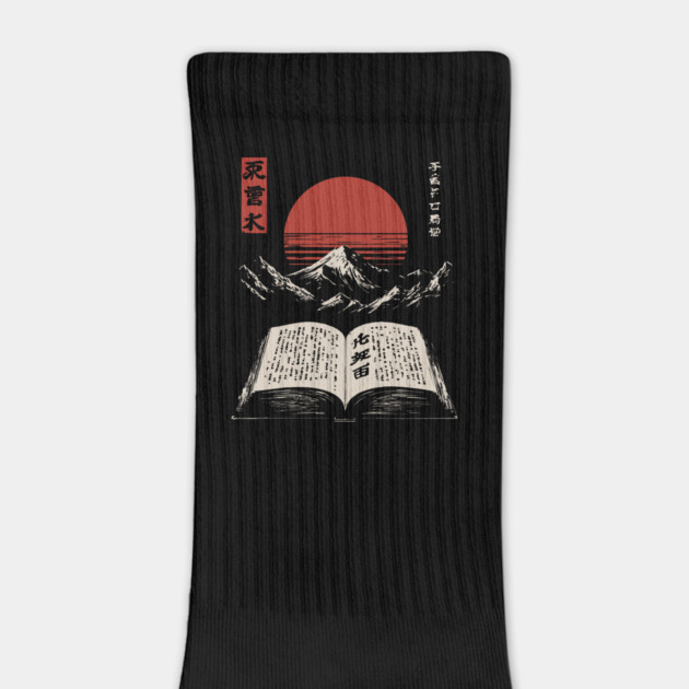 Ancient Book of Wisdom Japanese Mountain Landscape Art by TuncGK