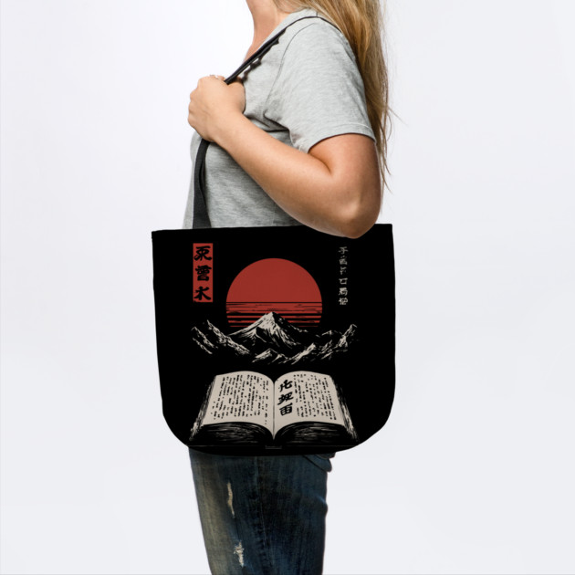 Ancient Book of Wisdom Japanese Mountain Landscape Art by TuncGK