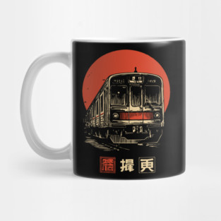Retro Japanese City Tram at Sunset Lofi Aesthetic Mug