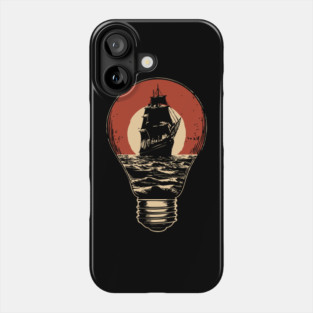Surreal Ghost Ship in a Lightbulb Nautical Art Phone Case