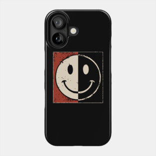 Split Smiley Face Retro Vintage Graphic Duality Symbol Phone Case