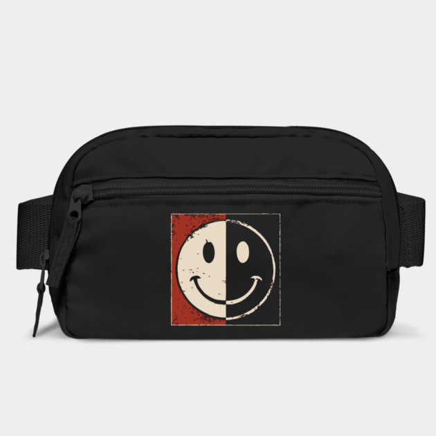 Split Smiley Face Retro Vintage Graphic Duality Symbol by TuncGK