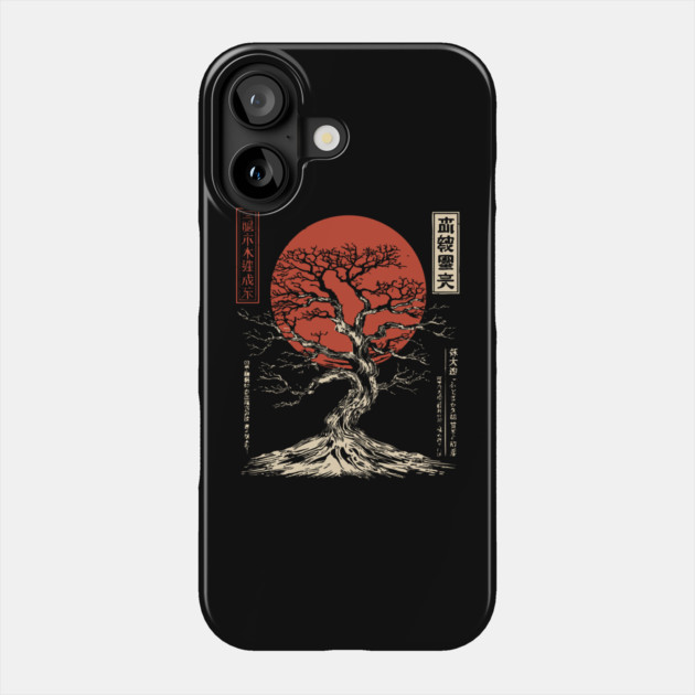Japanese Bonsai Tree of Life Red Sun Zen Phone Case by TuncGK