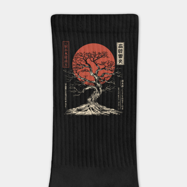 Japanese Bonsai Tree of Life Red Sun Zen by TuncGK