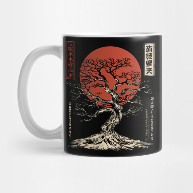 Japanese Bonsai Tree of Life Red Sun Zen by TuncGK