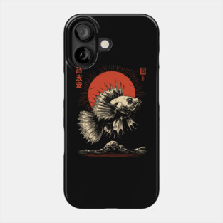 Japanese Fighting Fish Warrior Red Sun Ukiyo-e Art Phone Case