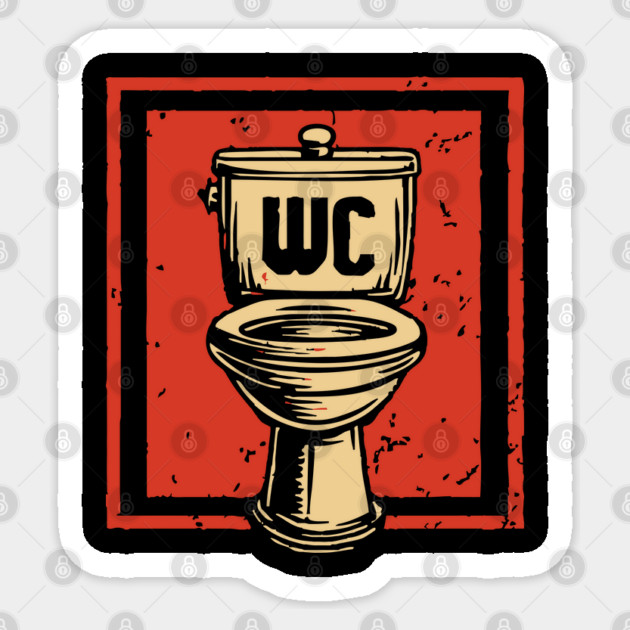Funny Japanese Retro Toilet WC Bathroom Humor Art Sticker by TuncGK