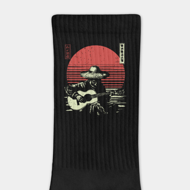 Funny Alien Guitarist Playing Blues Retro Japanese Art by TuncGK