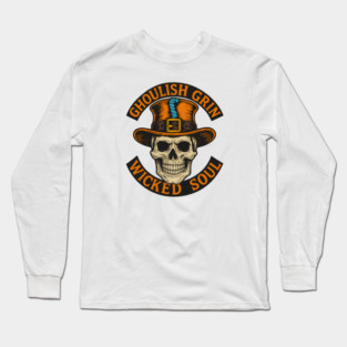 Ghoulish Grin Wicked Soul - Vintage Skull Halloween Design with Haunted Attitude Long Sleeve T-Shirt