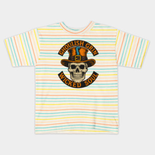Ghoulish Grin Wicked Soul - Vintage Skull Halloween Design with Haunted Attitude Kids T-Shirt