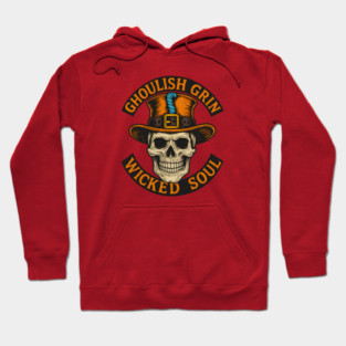 Ghoulish Grin Wicked Soul - Vintage Skull Halloween Design with Haunted Attitude Hoodie