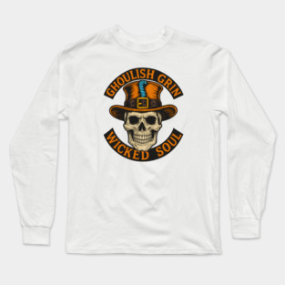 Ghoulish Grin Wicked Soul - Vintage Skull Halloween Design with Haunted Attitude Long Sleeve T-Shirt