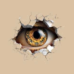 Mystic Eye Peeking Trompe l'oeil Optical Illusion T-Shirt