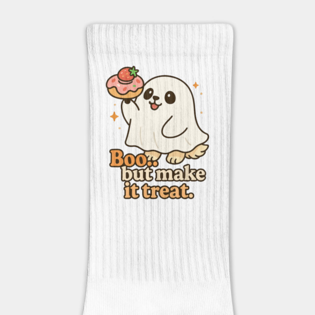 Boo But Make It Treat | Kawaii Ghost with Strawberry Donut by Anne Lee