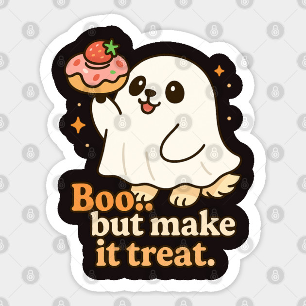 Boo But Make It Treat | Kawaii Ghost with Strawberry Donut Sticker by Anne Lee