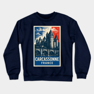 Carcassonne France 🇫🇷 Linocut Style Crewneck Sweatshirt