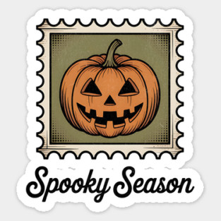 Spooky Season Pumpkin Stamp Design - Light Sticker