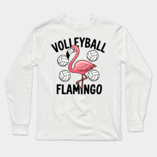 Funny Volleyball Flamingo Shirt – Cute Volleyball Animal Long Sleeve T-Shirt