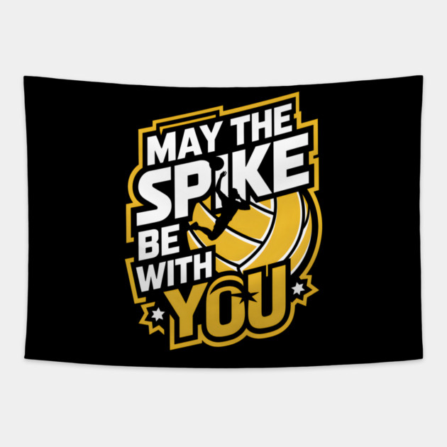 May The Spike Be With You – Funny Volleyball Tapestry by MakerMind8.2