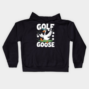 Golf Goose – Funny Cartoon Goose Playing Golf Kids Hoodie
